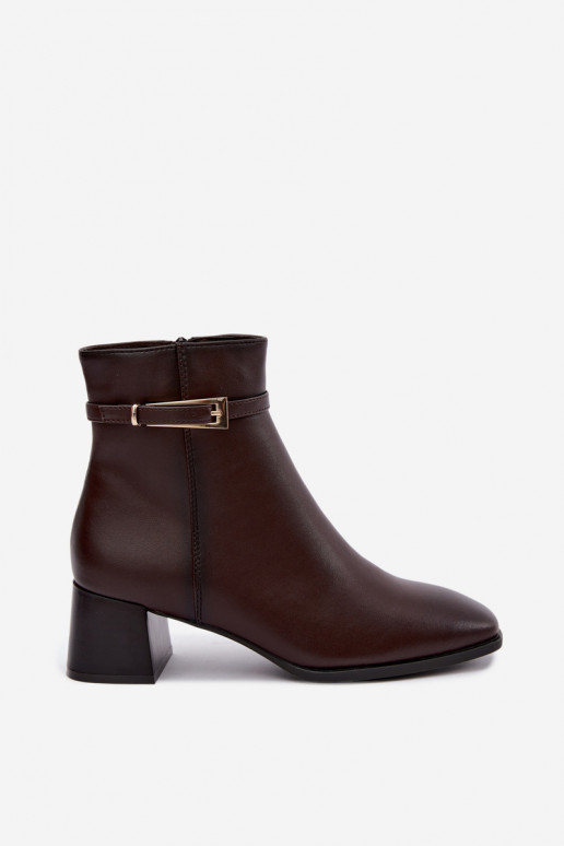 Botins isolados femininos com fivelas Sergio Leone BT-34 chocolate