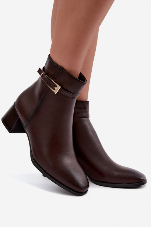 Botins isolados femininos com fivelas Sergio Leone BT-34 chocolate