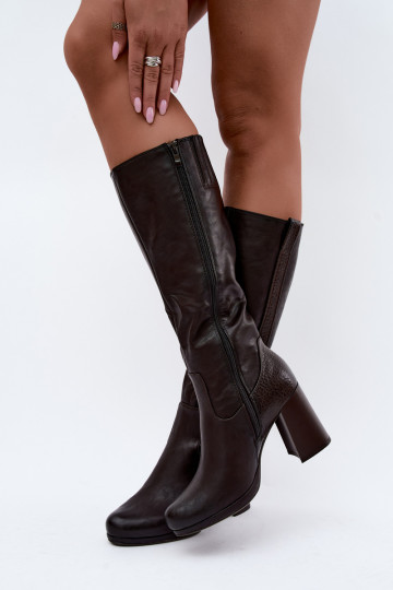 Botas longas isoladas com salto chocolate Alessa 2