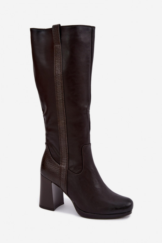 Botas longas isoladas com salto chocolate Alessa