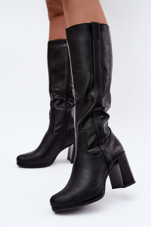 Botas longas isoladas com salto preto Alessa