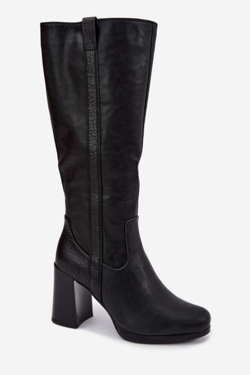 Botas longas isoladas com salto preto Alessa
