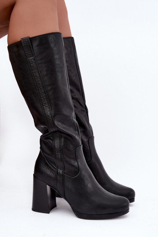 Botas longas isoladas com salto preto Alessa