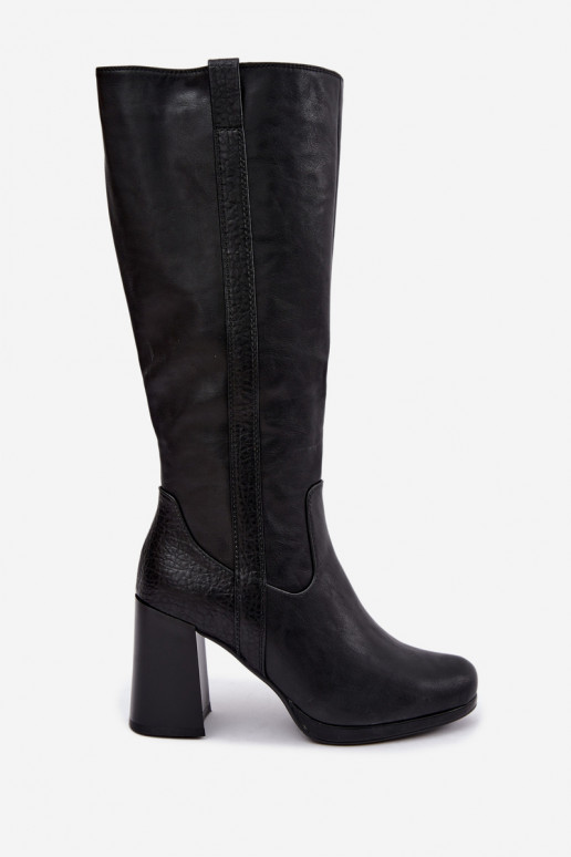 Botas longas isoladas com salto preto Alessa