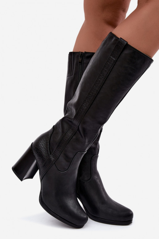 Botas longas isoladas com salto preto Alessa