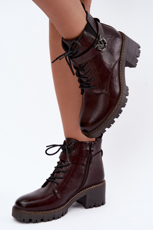 Botins femininos aquecidos em bordô Calielle