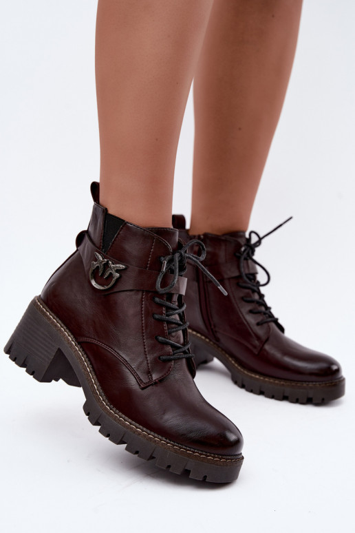 Botins femininos aquecidos em bordô Calielle