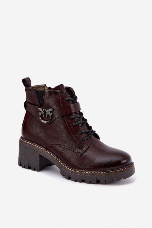 Botins femininos aquecidos em bordô Calielle