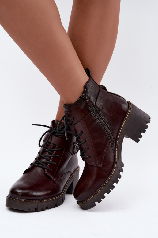 Botins femininos aquecidos em bordô Calielle