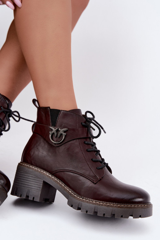 Botins femininos aquecidos em bordô Calielle