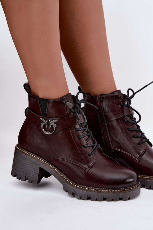 Botins femininos aquecidos em bordô Calielle