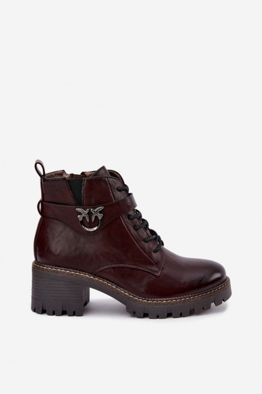 Botins femininos aquecidos em bordô Calielle