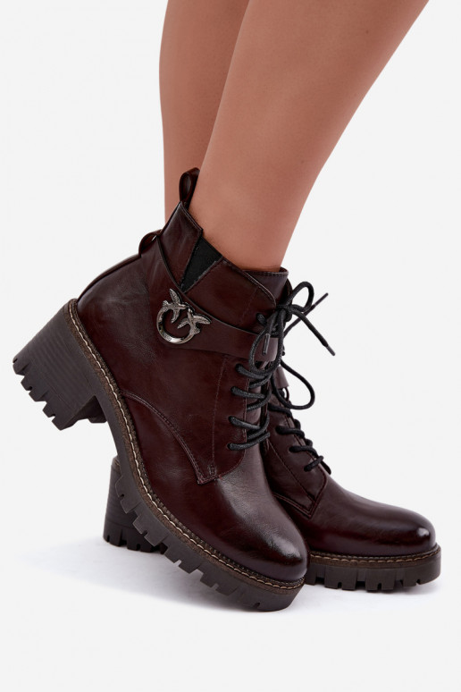 Botins femininos aquecidos em bordô Calielle