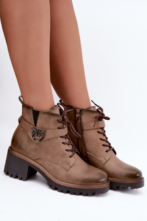 Botins femininos aquecidos em marrom Calielle