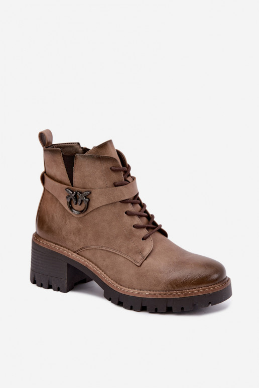 Botins femininos aquecidos em marrom Calielle