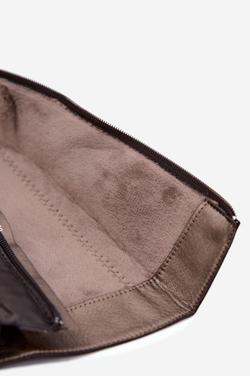 Botas femininas aquecidas até o joelho com salto em chocolate Rosmella