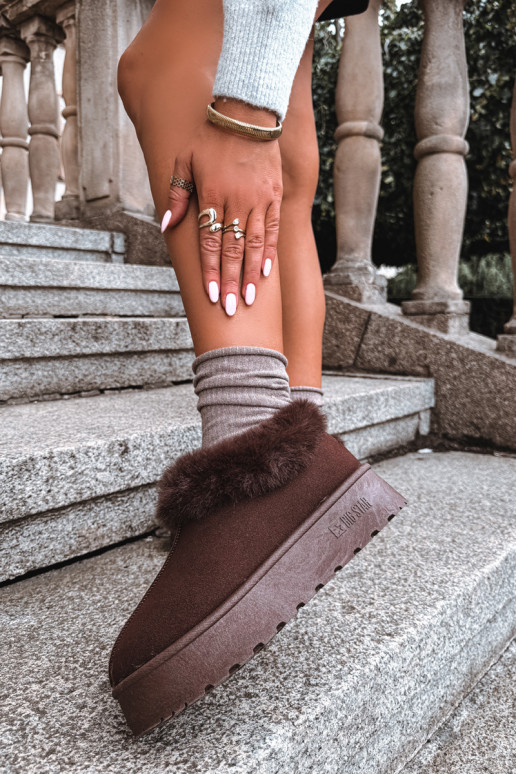 Botas de neve com plataforma e pelo Big Star UU274203 em chocolate