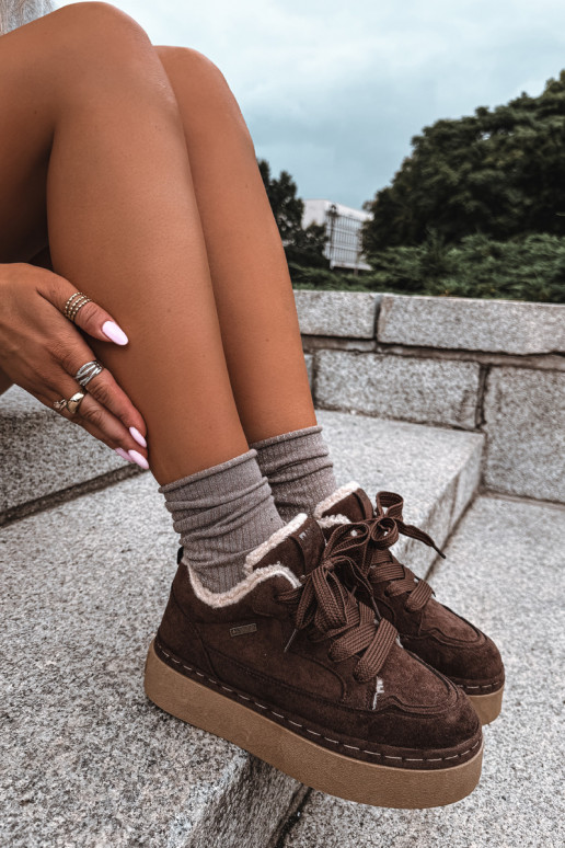 Botas de neve com plataforma e atacadores Big Star UU274188 em chocolate