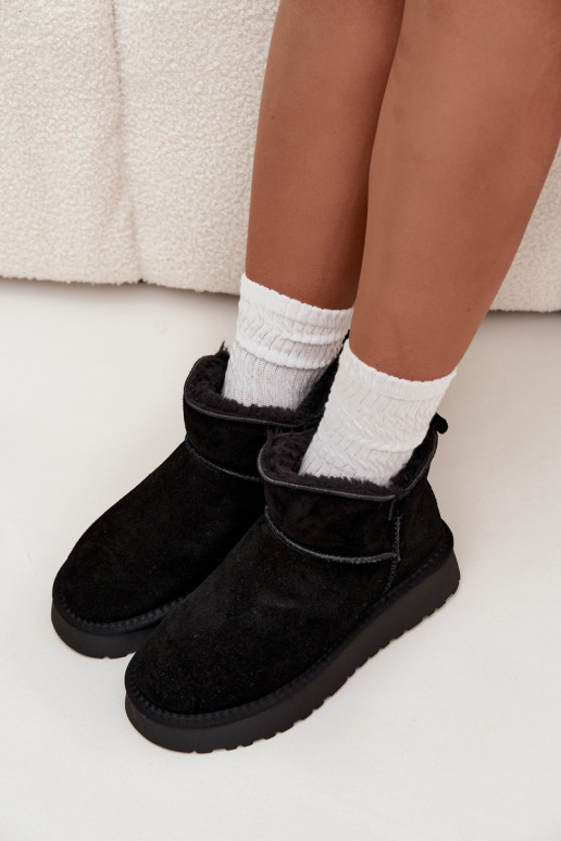 Botas de neve isoladas em camurça sintética com pelo por dentro Vinceza 97961 pretas