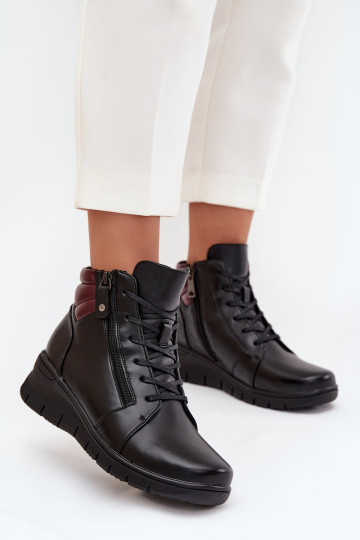 Botins isolados femininos com plataforma Vinceza 39963 pretos 2