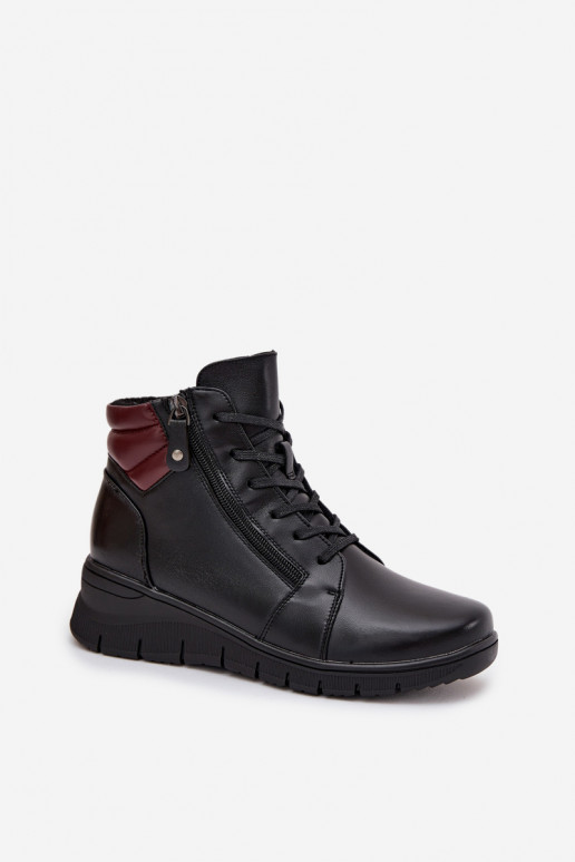 Botins isolados femininos com plataforma Vinceza 39963 pretos