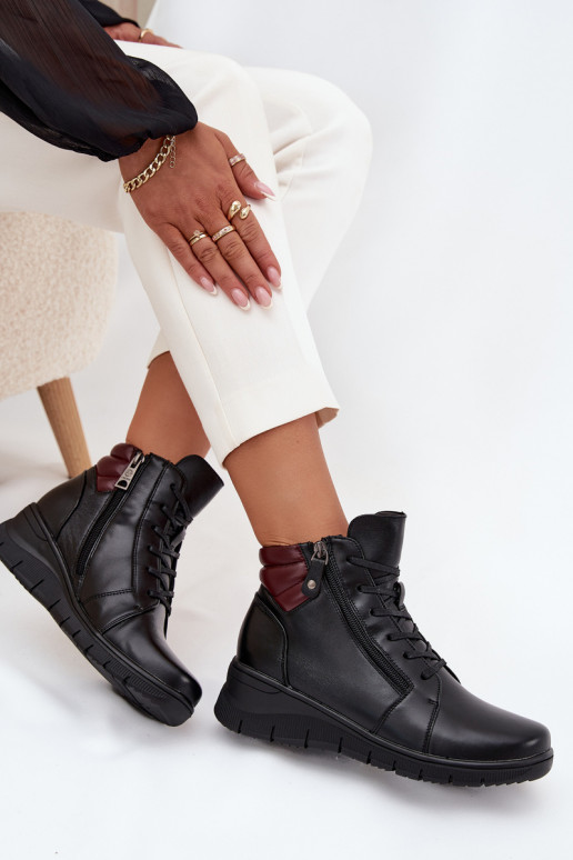 Botins isolados femininos com plataforma Vinceza 39963 pretos