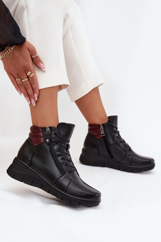 Botins isolados femininos com plataforma Vinceza 39963 pretos