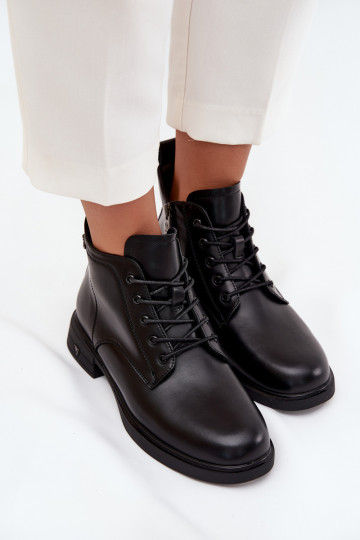 Botins isolados femininos com salto baixo Vinceza 39953 pretos