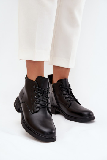 Botins isolados femininos com salto baixo Vinceza 39953 pretos 2