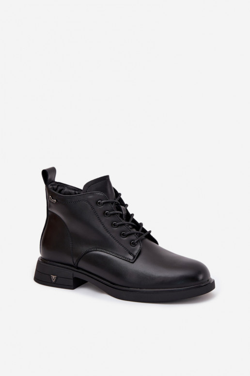 Botins isolados femininos com salto baixo Vinceza 39953 pretos