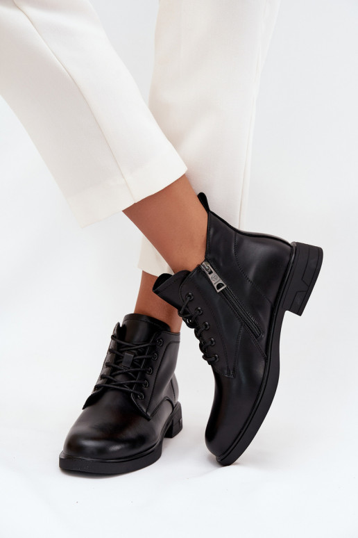 Botins isolados femininos com salto baixo Vinceza 39953 pretos
