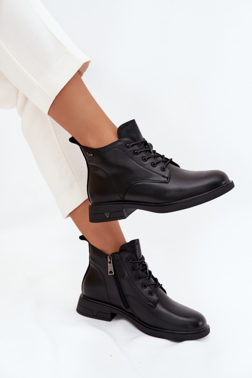 Botins isolados femininos com salto baixo Vinceza 39953 pretos