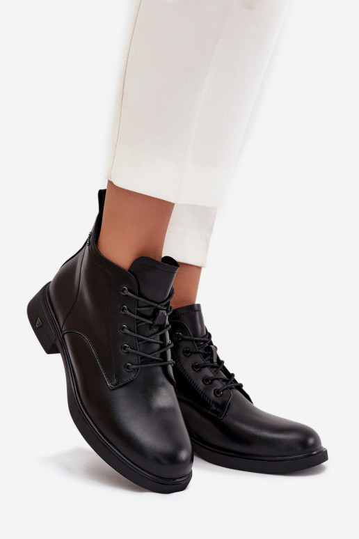 Botins isolados femininos com salto baixo Vinceza 39953 pretos