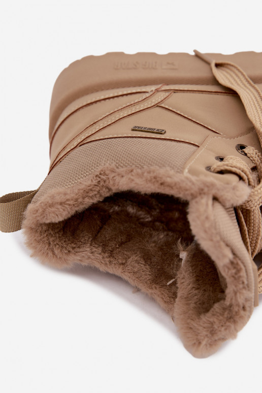 Botas de neve femininas com cadarços e pelagem areia Big Star