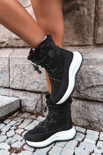 Botas de neve femininas com plataforma e pelagem preta Big Star