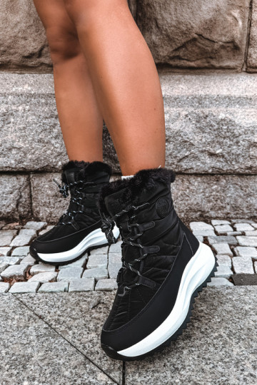 Botas de neve femininas com plataforma e pelagem preta Big Star 2