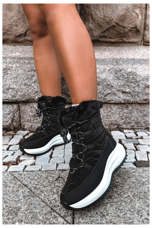 Botas de neve femininas com plataforma e pelagem preta Big Star