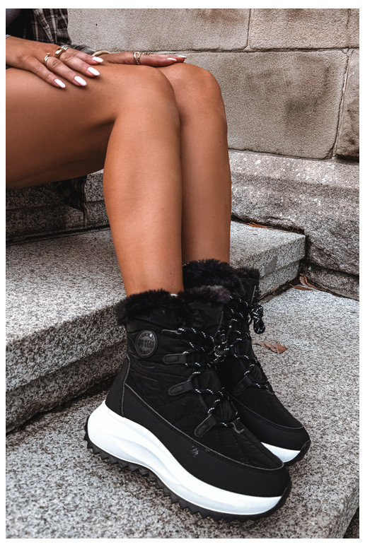 Botas de neve femininas com plataforma e pelagem preta Big Star