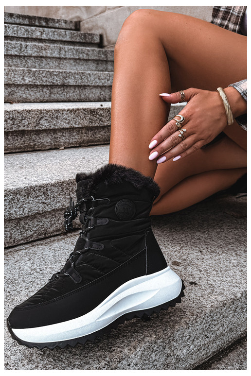 Botas de neve femininas com plataforma e pelagem preta Big Star