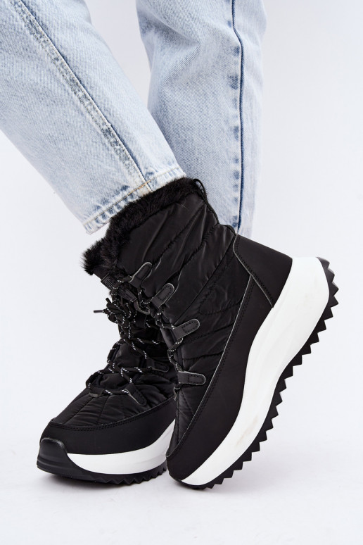 Botas de neve femininas com plataforma e pelagem preta Big Star