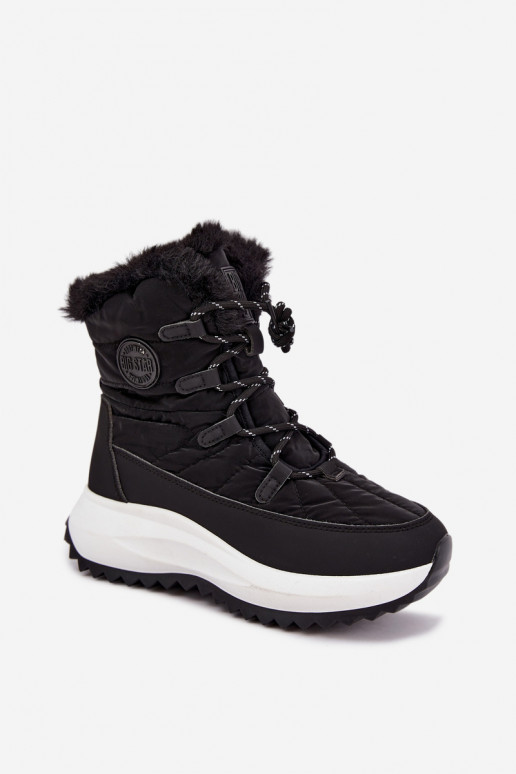Botas de neve femininas com plataforma e pelagem preta Big Star