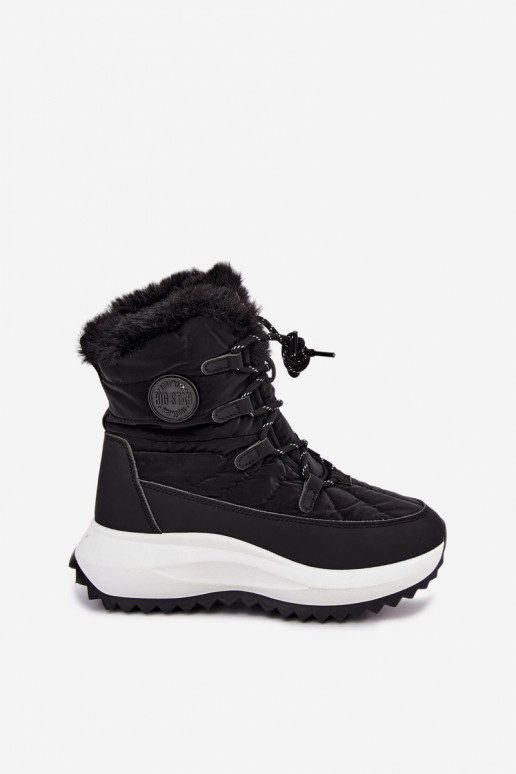 Botas de neve femininas com plataforma e pelagem preta Big Star