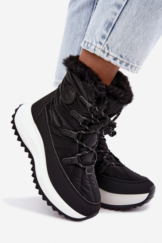 Botas de neve femininas com plataforma e pelagem preta Big Star