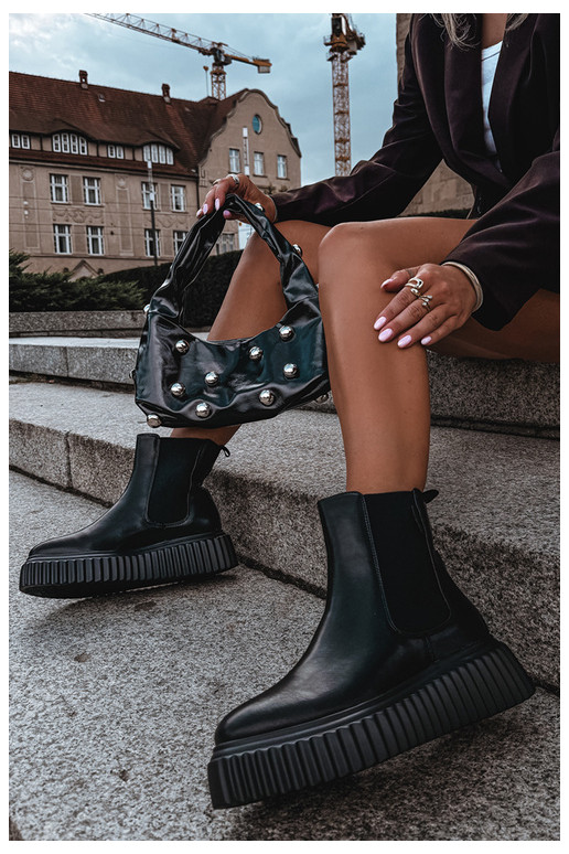 Botins femininos elegantes com plataforma preta Big Star