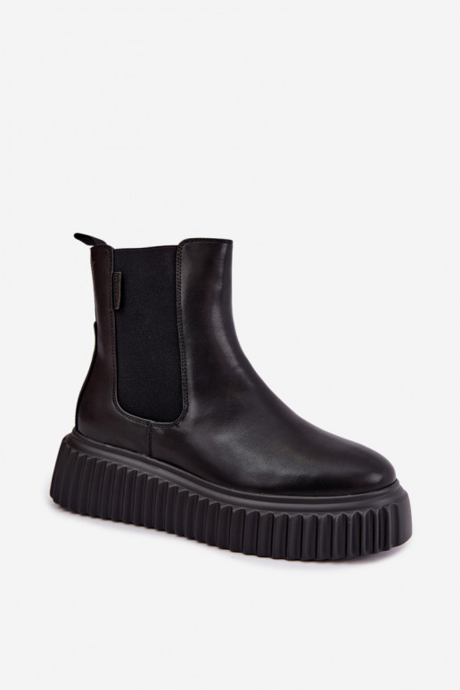 Botins femininos elegantes com plataforma preta Big Star