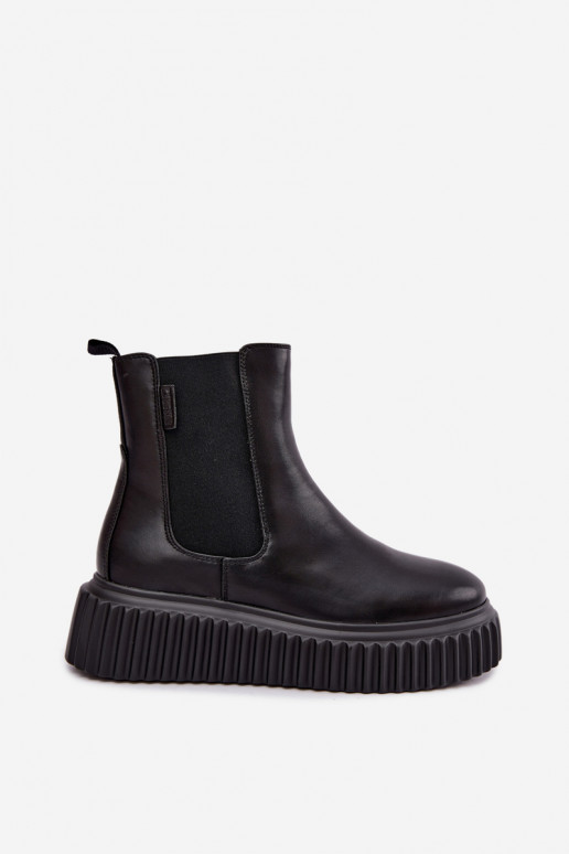 Botins femininos elegantes com plataforma preta Big Star