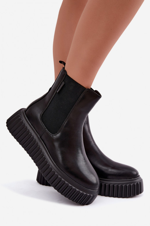 Botins femininos elegantes com plataforma preta Big Star