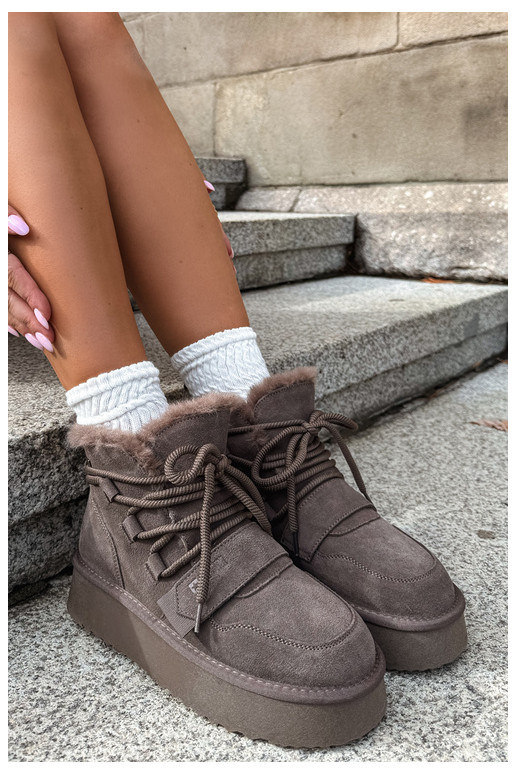 Botas de neve femininas em camurça castanho Big Star