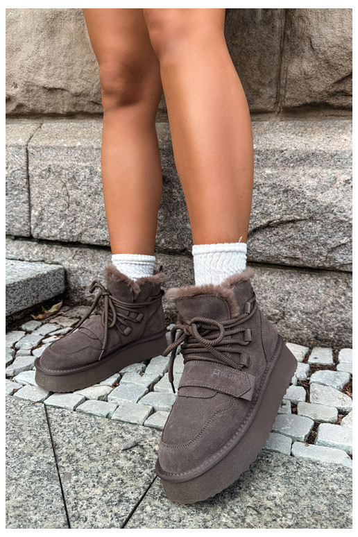 Botas de neve femininas em camurça castanho Big Star