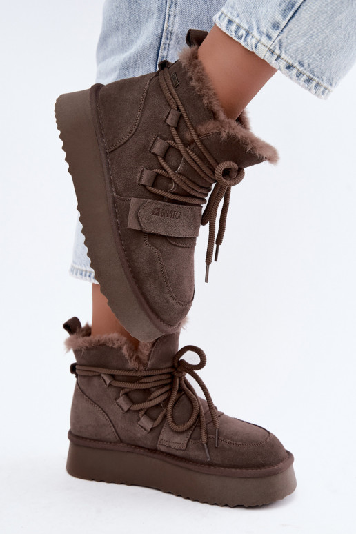 Botas de neve femininas em camurça castanho Big Star